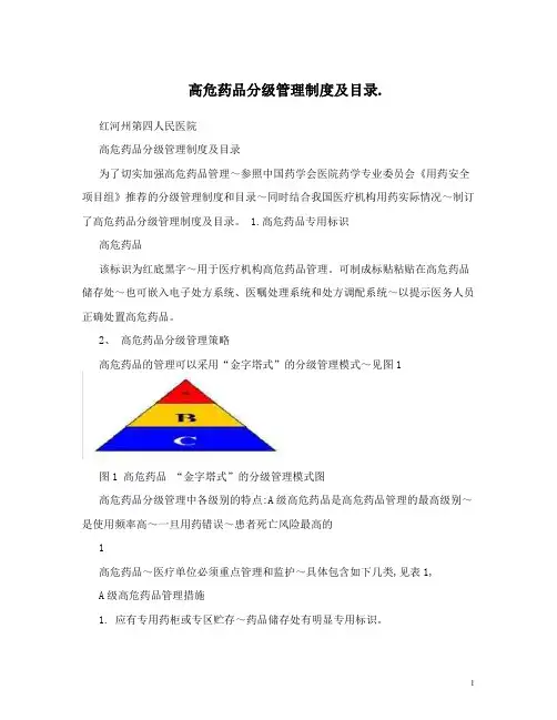 高危药品分级管理制度及目录 (2)