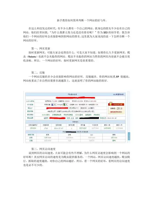 新手教你如何简单判断一个网站的好与坏。