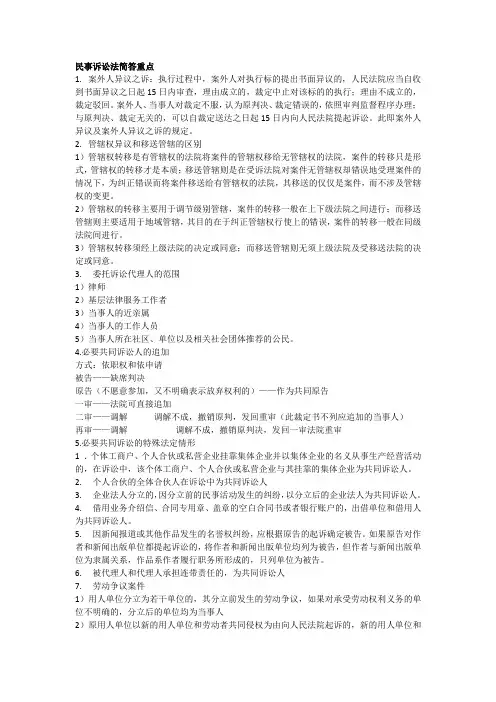 民事诉讼法简答重点