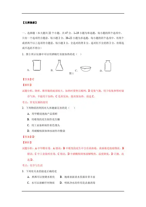 河北2020中考化学综合模拟测试卷(含解析)