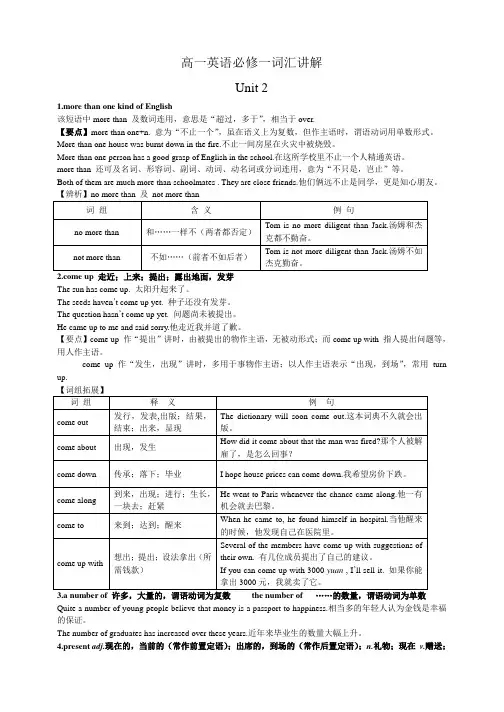 高一英语必修一Unit2-词汇讲解