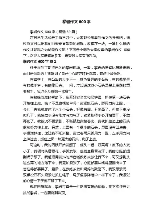 攀岩作文600字（精选39篇）