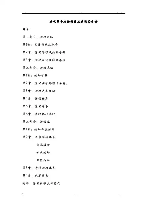 孵化器众创空间活动体系