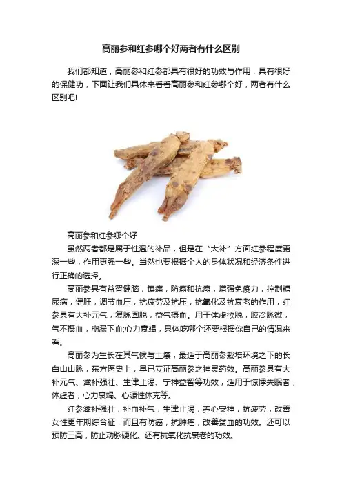 高丽参和红参哪个好两者有什么区别