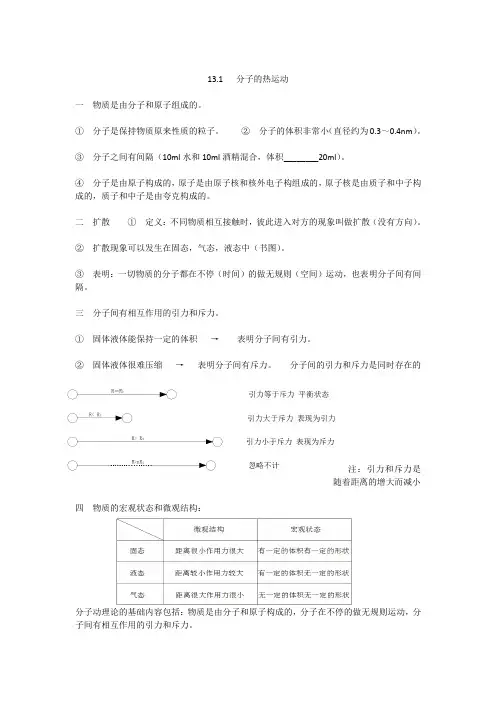 九年级物理笔记全一册