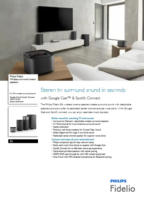 Philips Fidelio E6 5.1 通信录电影音箱说明书