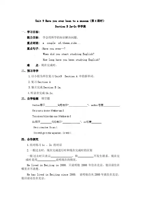 英语人教版八年级下册Unit9 Section B 2a-2d