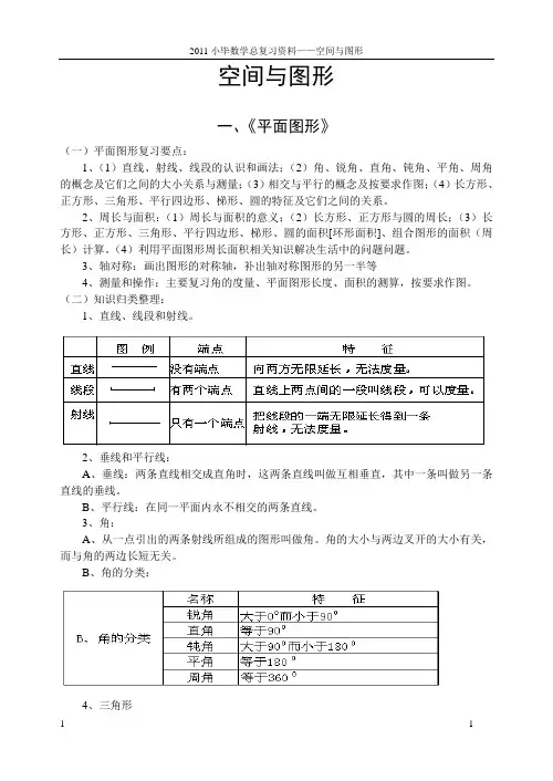 西师版小学六年级总复习空间与图形