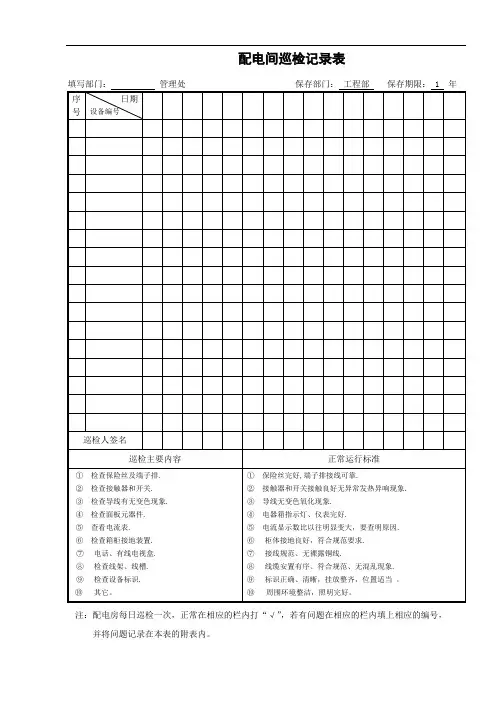 配电房巡检记录表
