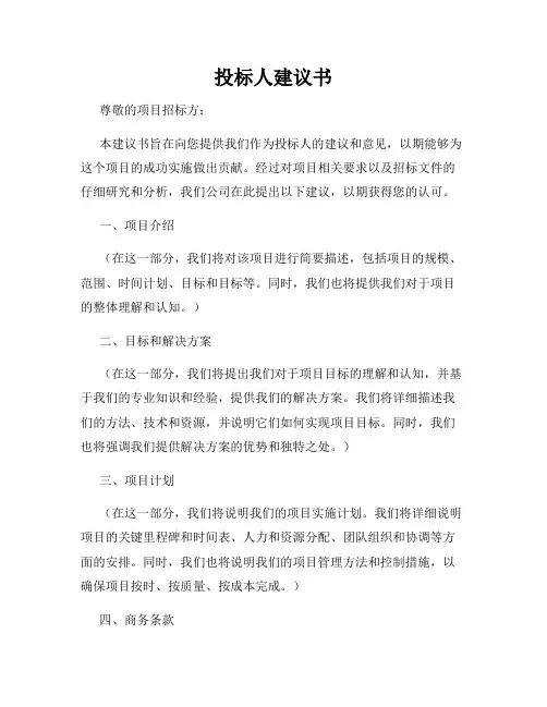 投标人建议书