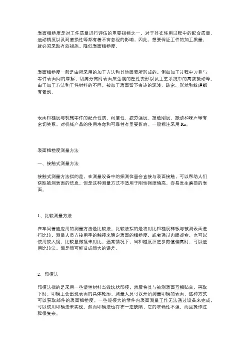 表面粗糙度量测方法