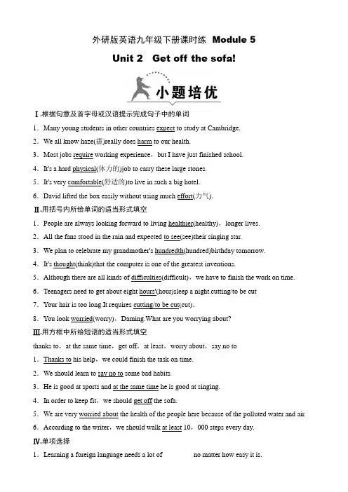 外研版英语九年级下册课时练  Module 5    Unit 2