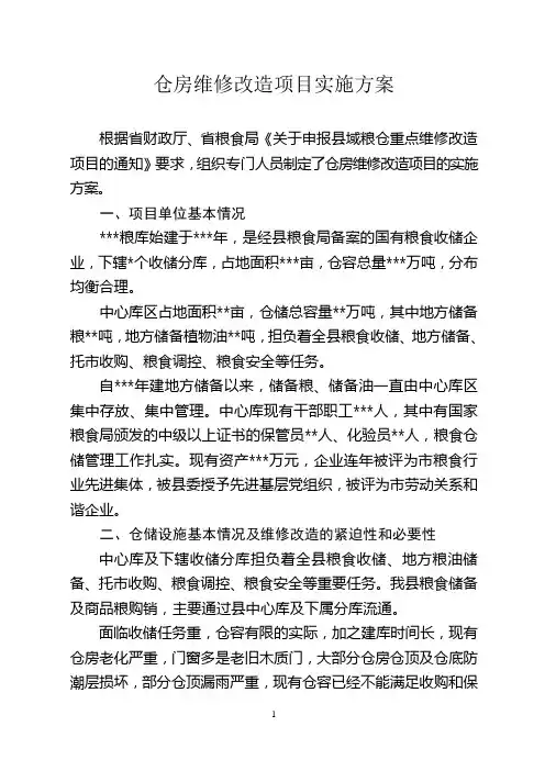 粮仓维修改造项目实施方案