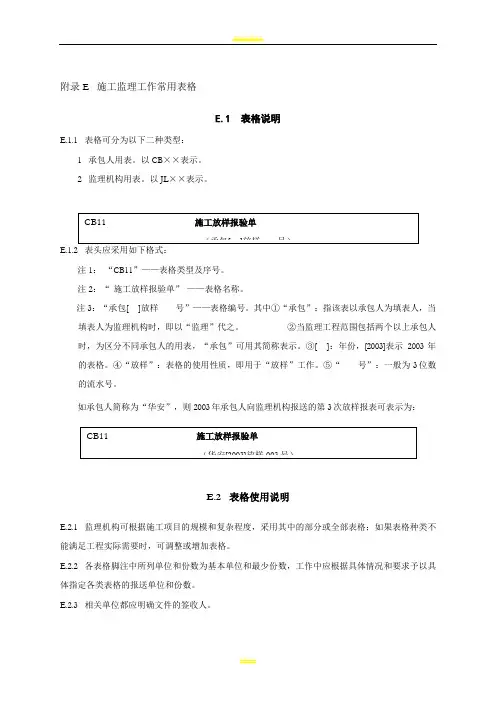 SL 288-2014 水利工程施工监理规范  全套表格