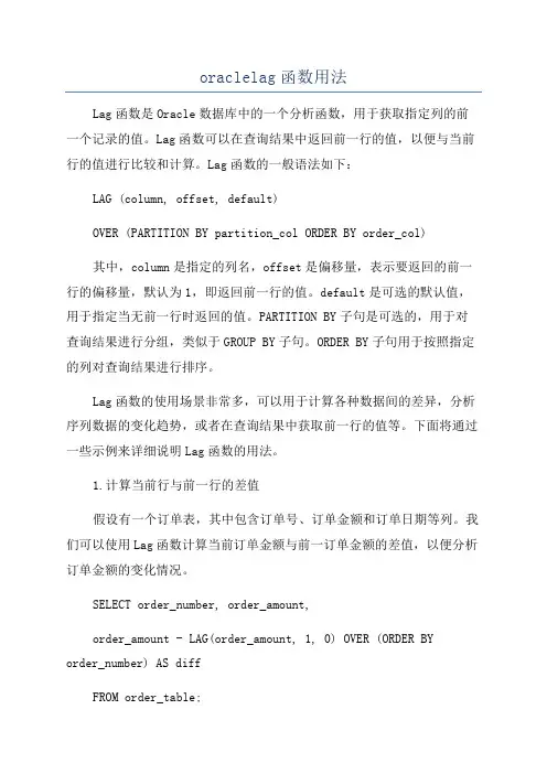 oraclelag函数用法