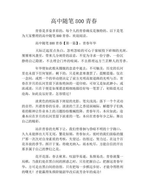 高中随笔800青春