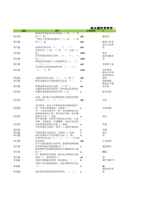 林木遗传育种学 - 复习提纲
