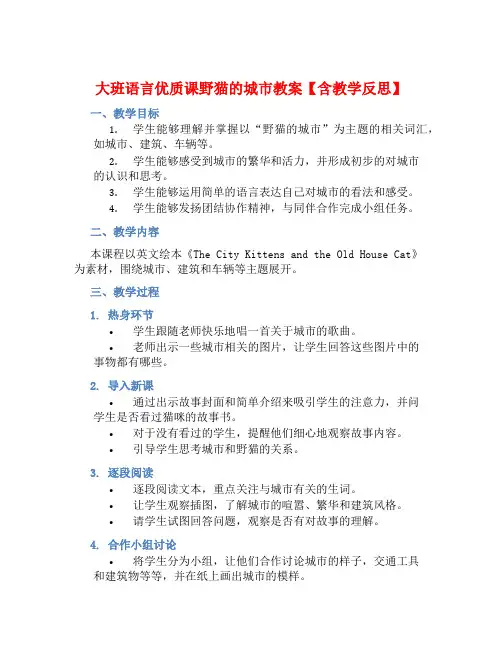 大班语言优质课野猫的城市教案【含教学反思】