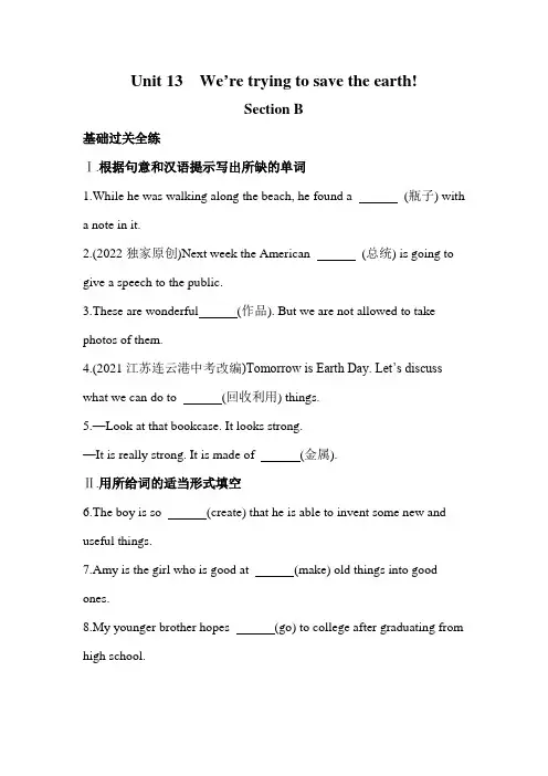 英语人教九年级全一册人教版 Unit 13 全练版：Section B