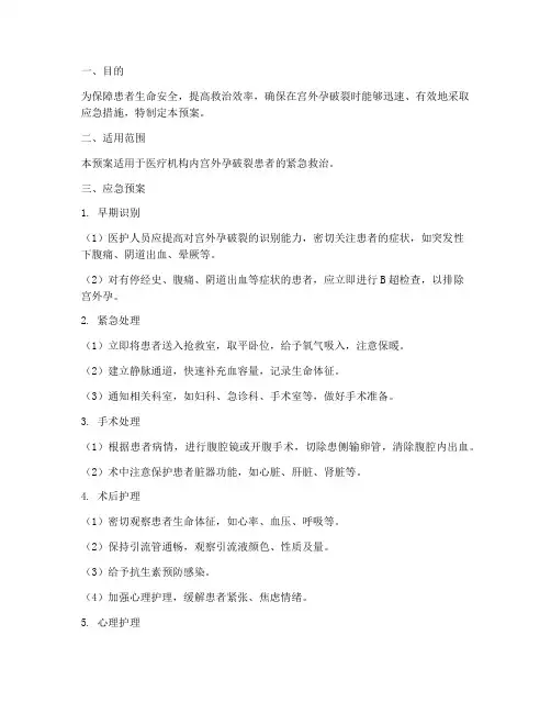 宫外孕破裂应急预案