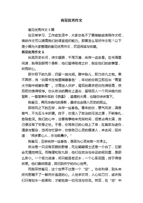 看见优秀作文3篇