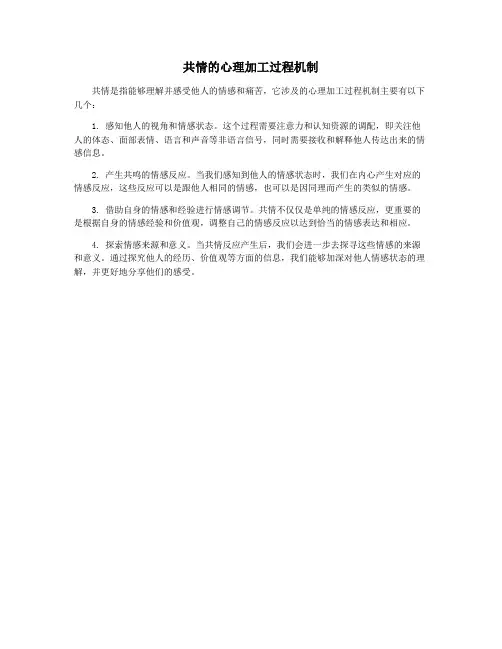 共情的心理加工过程机制