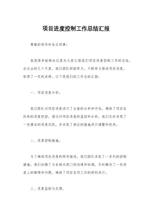 项目进度控制工作总结汇报