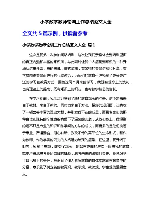 小学数学教师轮训工作总结范文大全