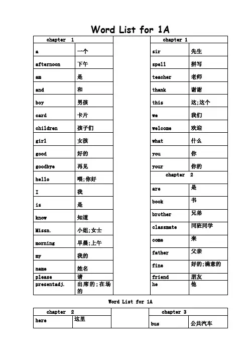 新版香港朗文WTE新编全部单词汇总