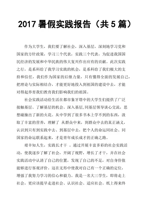 2017暑假实践报告共5篇