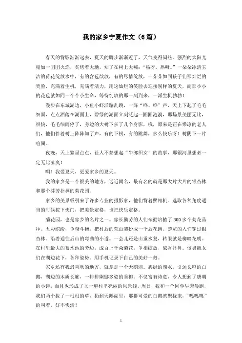 我的家乡宁夏作文(6篇)