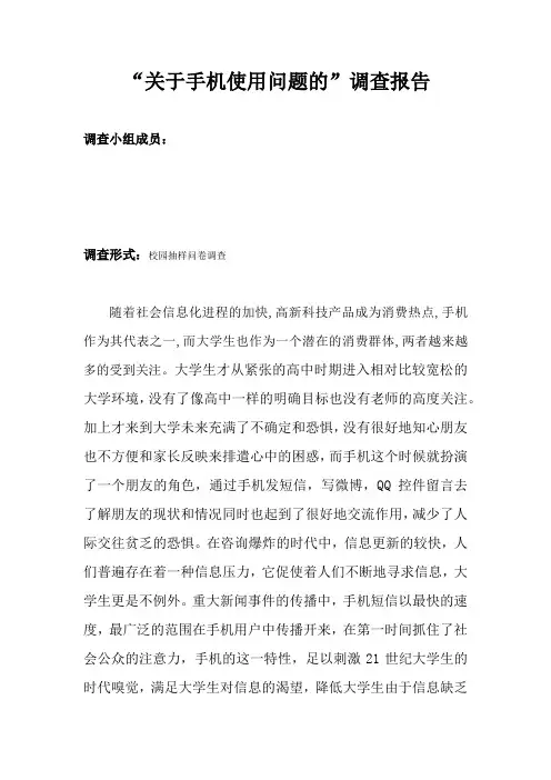 毛概小组调查总结报告