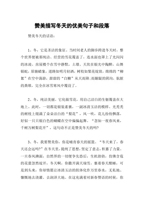 赞美描写冬天的优美句子和段落