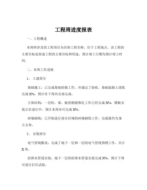 工程周进度报表