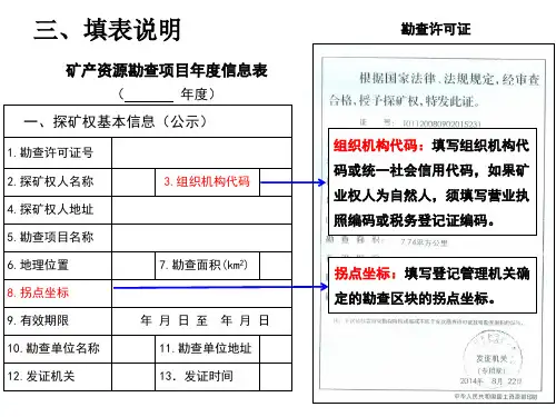 矿产资源勘查项目年度信息表(年度)