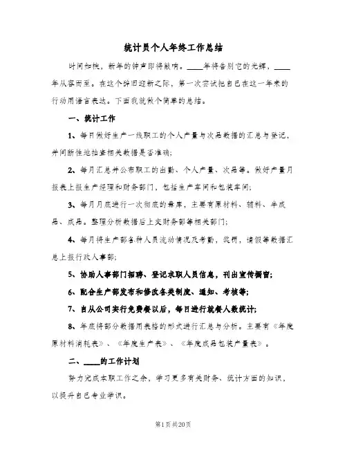 统计员个人年终工作总结(9篇)