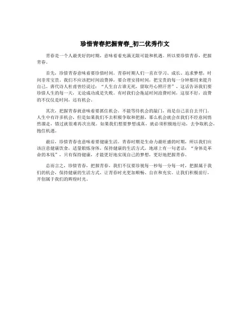珍惜青春把握青春_初二优秀作文