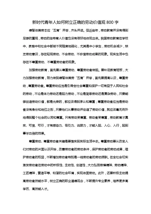 新时代青年人如何树立正确的劳动价值观800字
