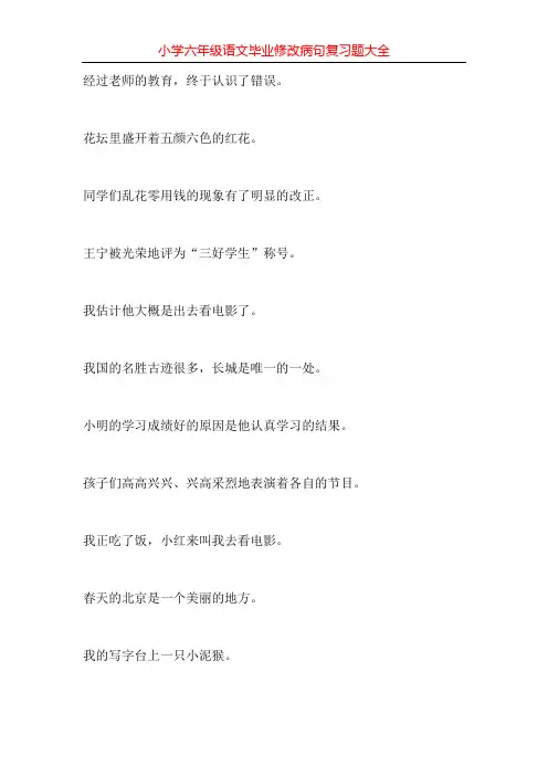 小学六年级语文毕业修改病句复习题大全84