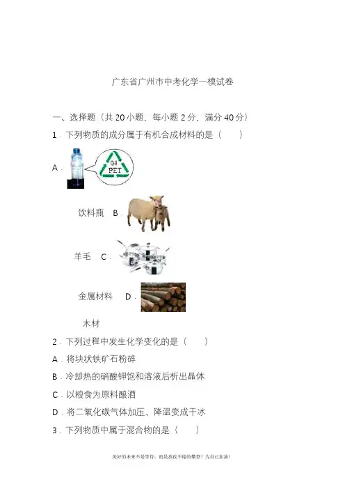 2020—2021年最新广东省广州市中考化学仿真模拟试题及答案解析.docx