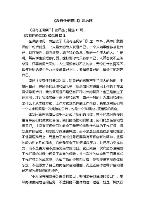 《没有任何借口》读后感（精选15篇）
