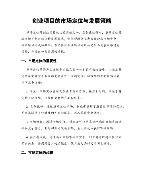 创业项目的市场定位与发展策略