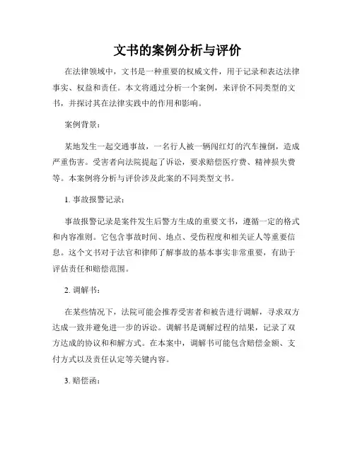 文书的案例分析与评价