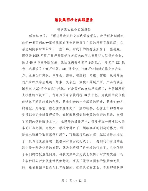 钢铁集团社会实践报告【可编辑版】