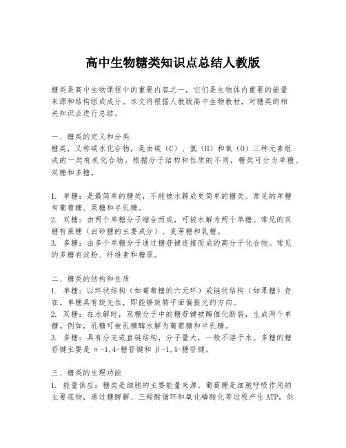 高中生物糖类知识点总结人教版