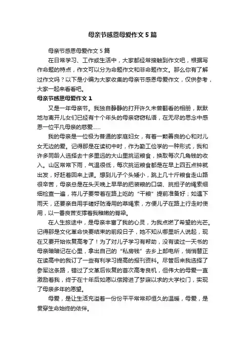 母亲节感恩母爱作文5篇