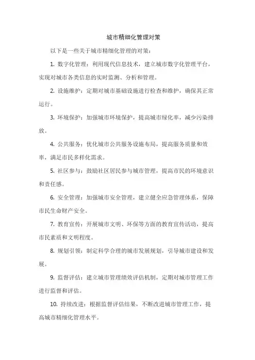 城市精细化管理对策