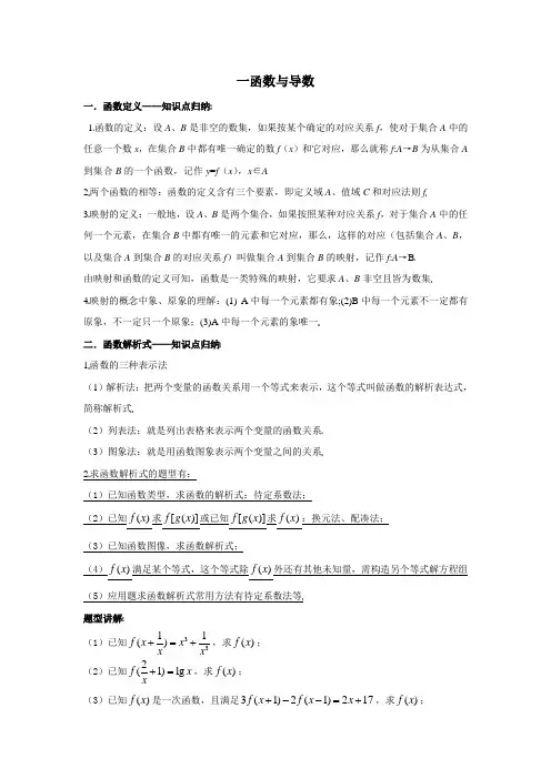 (word完整版)高中文科数学复习-函数与导数知识点,推荐文档