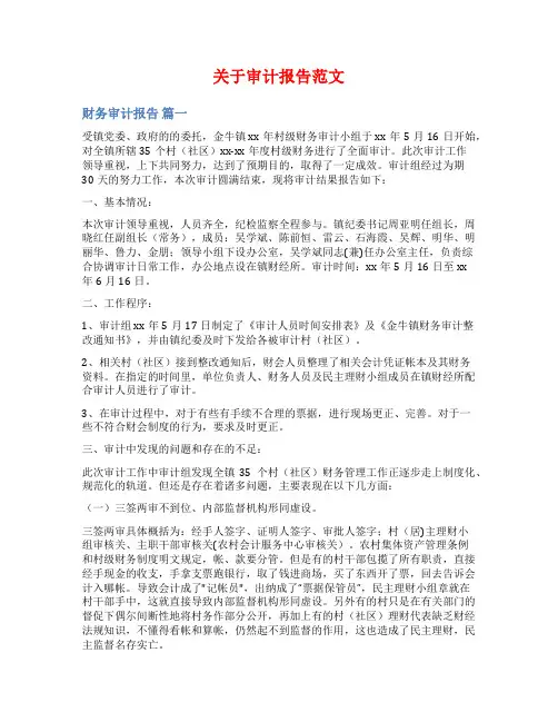 关于审计报告范文