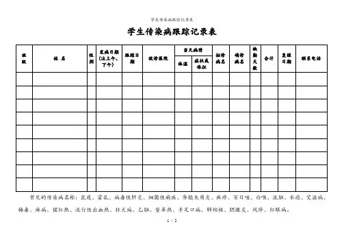 学生传染病跟踪记录表